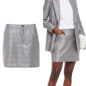 ‼️Clear Out‼️ Ganni Crystal-Embellished Checked Silk and Wool-Blend Mini Skirt